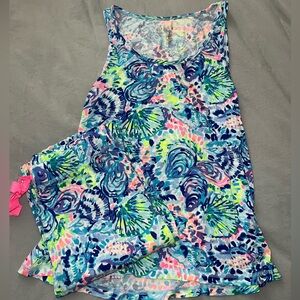 Lilly Pulitzer Ocean Commotion 2 Piece Knit Pajama PJ Set XXS XS